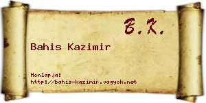 Bahis Kazimir névjegykártya